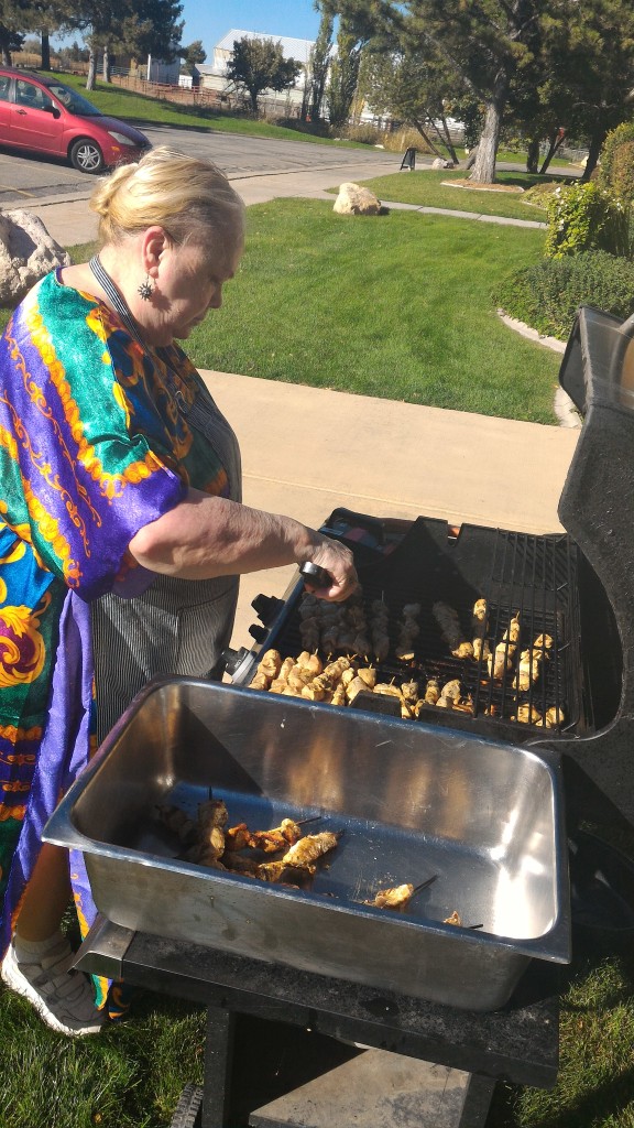 Mom grillin it up.